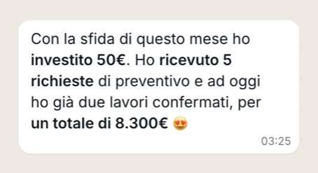 Messaggio di Lucia: €8.300 con soli €50 di investimento