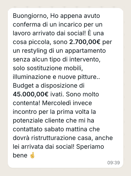 Messaggio di Caterina: €78.000 di richieste, €13.200 incassato