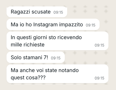 Messaggio di Lucia: 7 richieste in una mattina