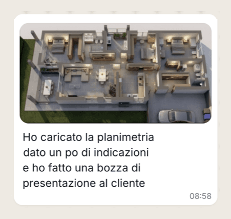 Messaggio di Federica: Bozza presentazione cliente generata in pochi minuti
